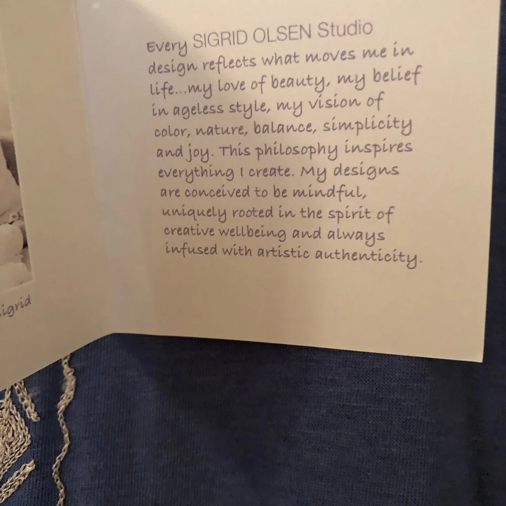 NWT Top Sigrid Olsen Long Sleeve Embroidered - Picture 5 of 7